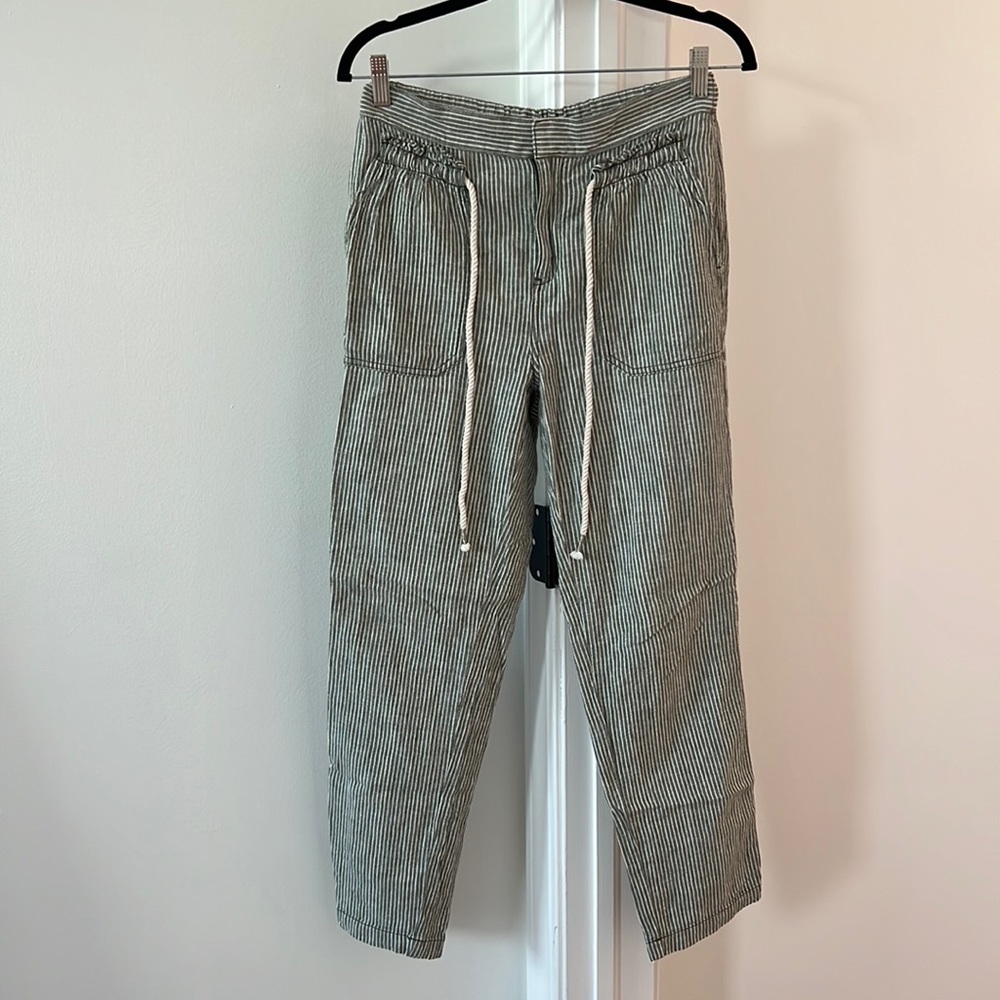 Green Striped Linen Pants